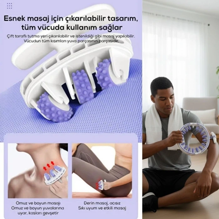 İpek Yıldızı® 14 Tekerlekli 360° Selülit Karşıtı Masaj Aleti – Çıkarılabilir 3 Tekerleği Çıkarılabilen, Bacak, Kol ve Karın İçin Sıkılaştırıcı Masaj R