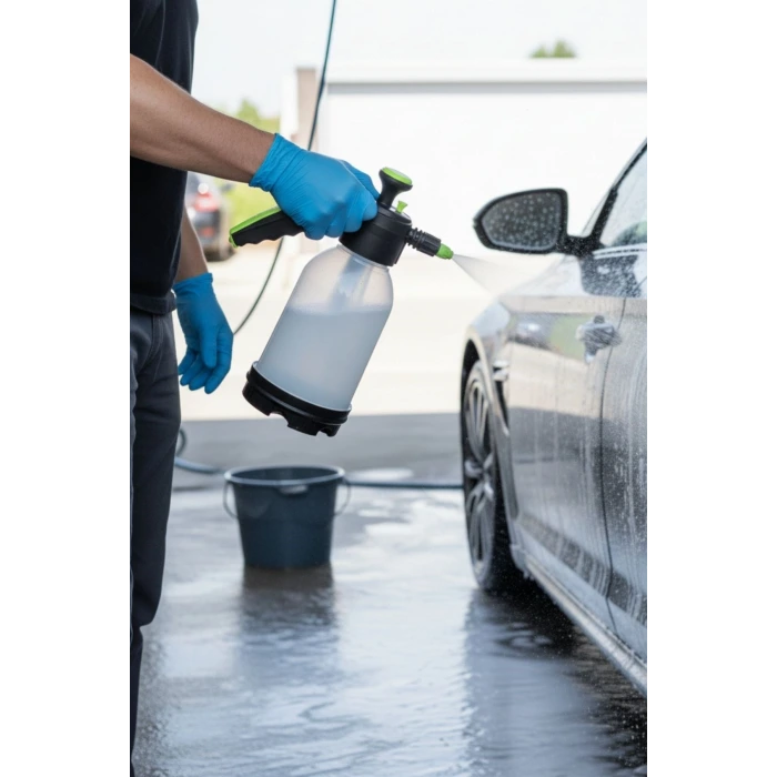 İpek Yıldızı® 2 Başlıklı Oto Köpük, Su Püskürtme ve Bitki Bakım Sulama Aleti Oto Yıkama Spreyi 2 Litre