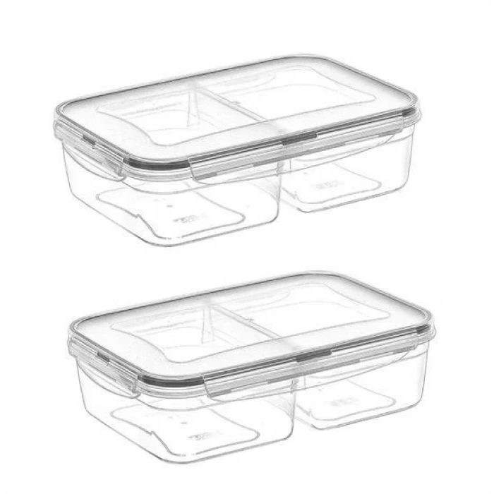 İpek Yıldızı® 2 Bölmeli 1+1 Litre Kilitli Kapaklı Erzak Saklama Kabı LC-525