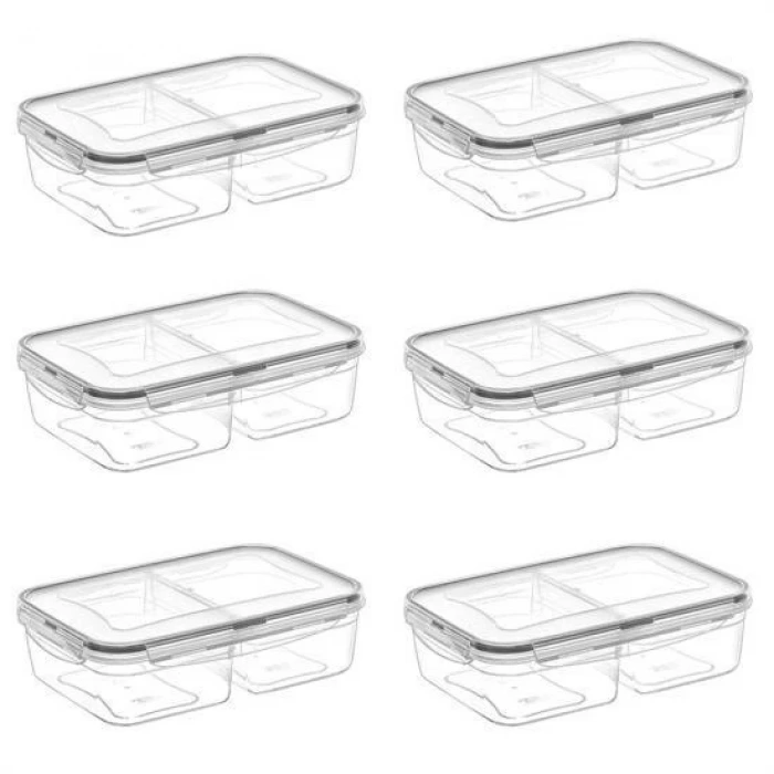 İpek Yıldızı® 2 Bölmeli 1+1 Litre Kilitli Kapaklı Erzak Saklama Kabı LC-525