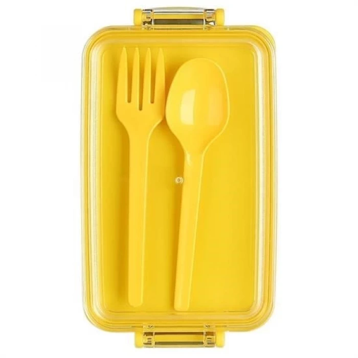 İpek Yıldızı® 2 Bölmeli Çok Amaçlı 900 ml Kapasiteli Çatal Kaşıklı Dayanıklı Beslenme Kabı Yiyecek Kutusu