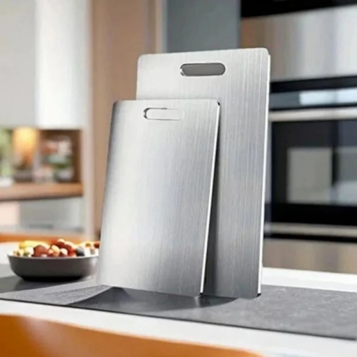 İpek Yıldızı® 2 Boy Paslanmaz Çelik Leke Tutmaz,Kırılmaz,Antibakteriyel,Elde ve Bulaşık Makinesinde Yıkanabilen Meyve,Sebze,Et,Tavuk Kesim Panosu