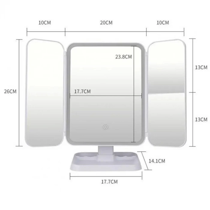 İpek Yıldızı® 2 Kapaklı,3 Farklı Dokunmatik Led Ayarlı USB Şarj ile Şarj Olabilen Makyaj Aynası