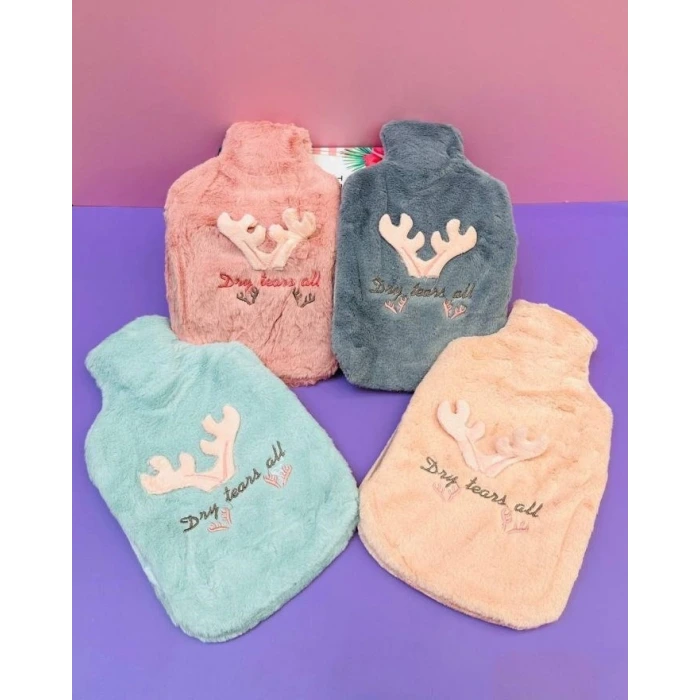 İpek Yıldızı® 2 Litrelik Geyikli Model Peluş Kılıflı Sıcak Su Torbası