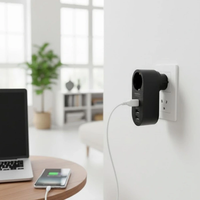 İpek Yıldızı® 2 USB,1 TYPE-C Girişli 1li Çocuk Korumalı,Isıya Karşı Dayanıklı 2500Watt Termal Akım Korumalı Priz