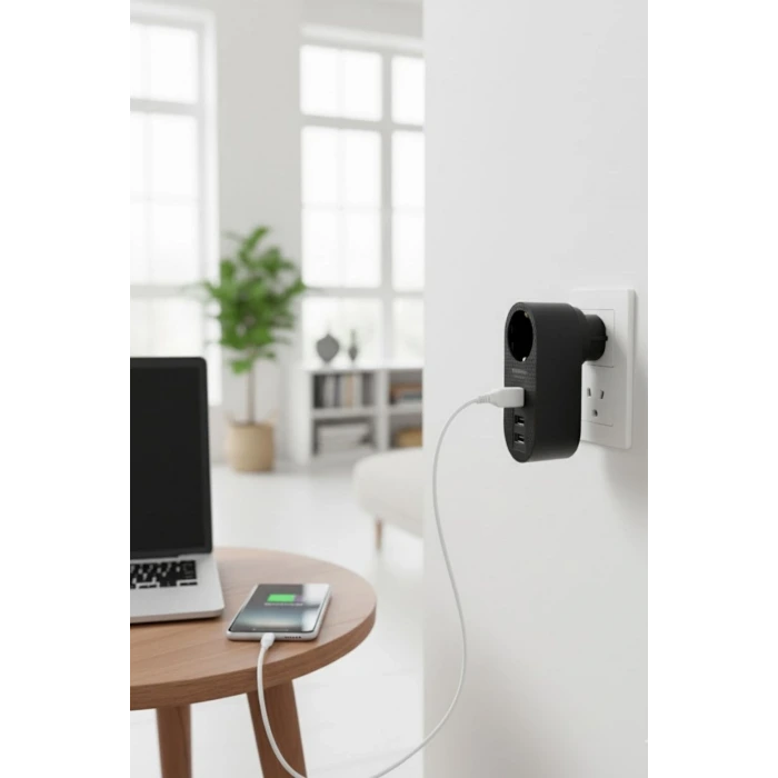 İpek Yıldızı® 2 USB,1 TYPE-C Girişli 1li Çocuk Korumalı,Isıya Karşı Dayanıklı 2500Watt Termal Akım Korumalı Priz