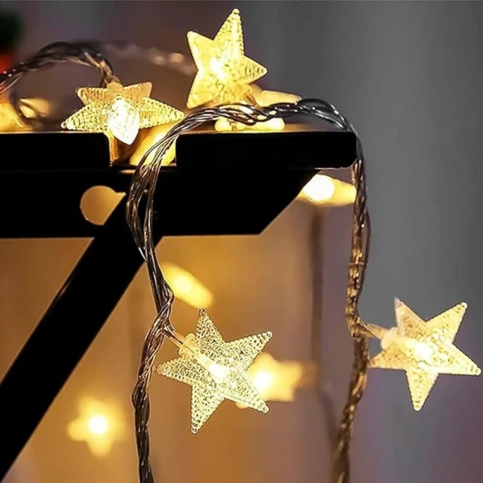 İpek Yıldızı® 20 Adet Mini Yıldız Led 5 Metre Günışığı Rengi Dekoratif Led