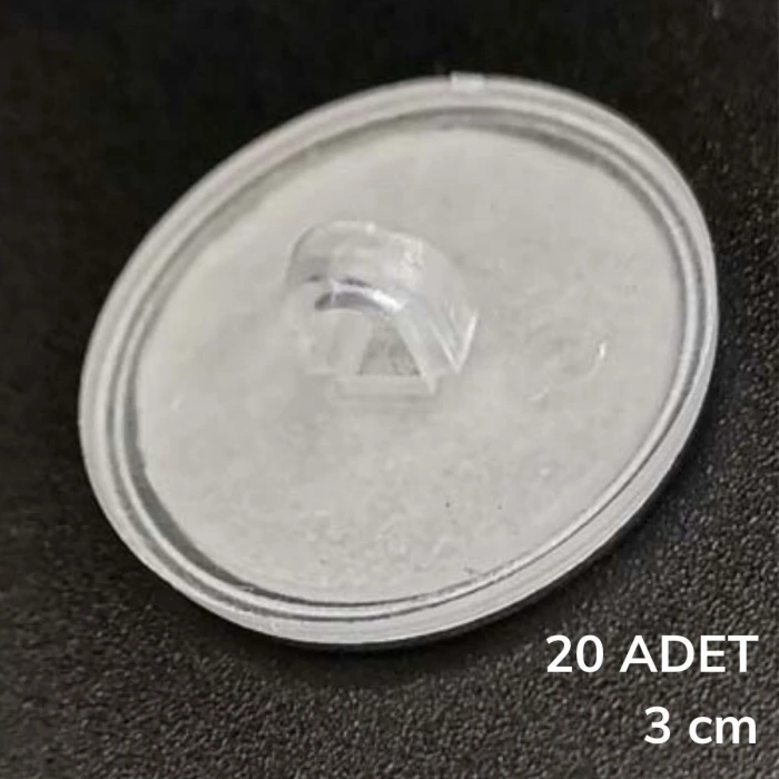 İpek Yıldızı® 20 Adet Şeffaf Yuvarlak 3 Cm Çaplı Güçlü Disk Yapışkanlar