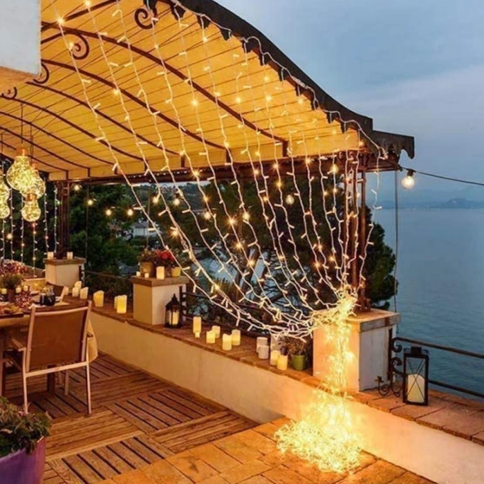 İpek Yıldızı® 2x2 Metre 320 Led 8 Fonskiyonlu Dekoratif Led Günışığı Perde