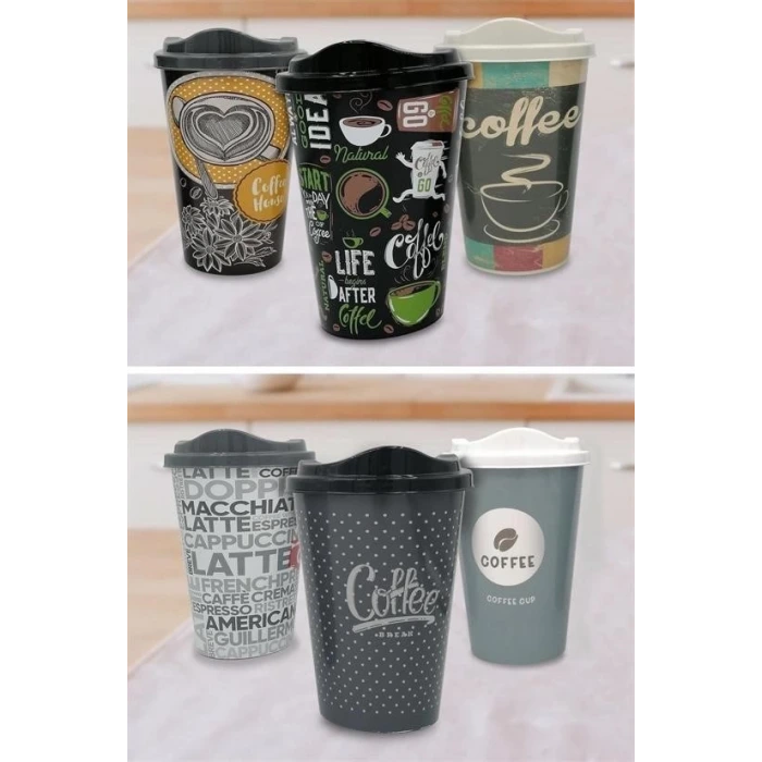 İpek Yıldızı® 3 Adet Kahve Bardağı Seti Dekoratif Plastik Kahve Muhafaza Bardağı
