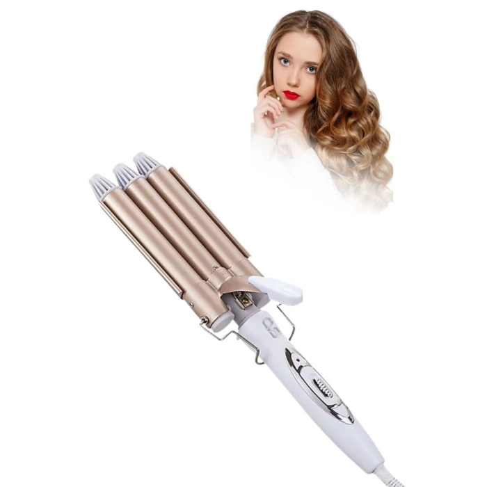 İpek Yıldızı® 3 Başlıklı Elektrikli Saç Dalgalandırma Maşası – Hızlı ve Kalıcı Plaj Dalgaları