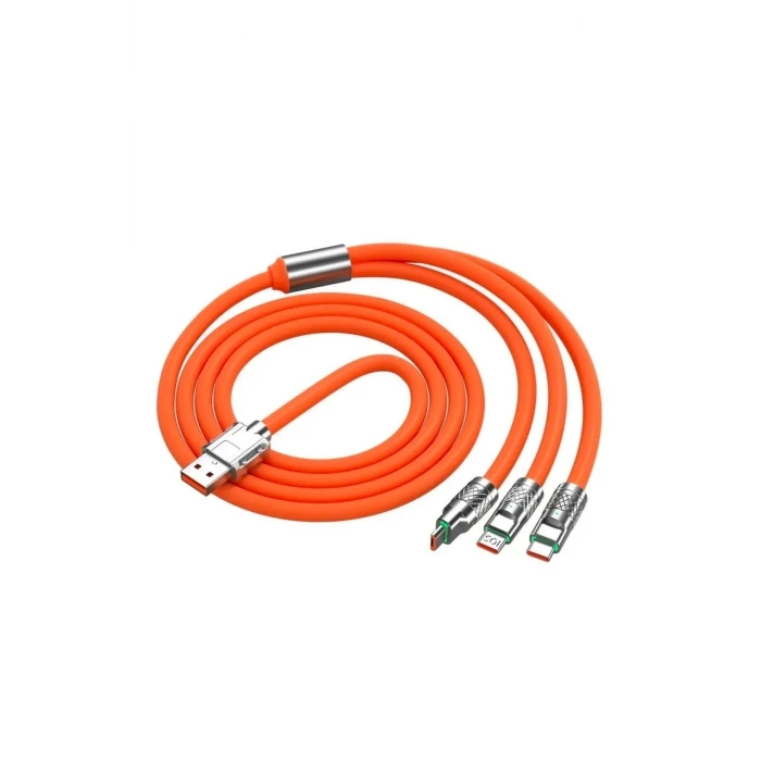 İpek Yıldızı® 3 in 1 Type-C + Micro Usb + Lightning Hızlı Şarj Kablosu Silikon Kablo 1 Metre Opp Ambalaj