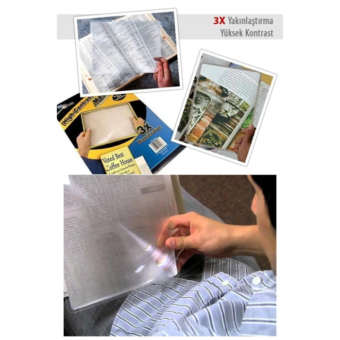 İpek Yıldızı® 3 Kat Optik Yakınlaştıran Yüksek Kontrastlı Kitap Okuma Büyüteci