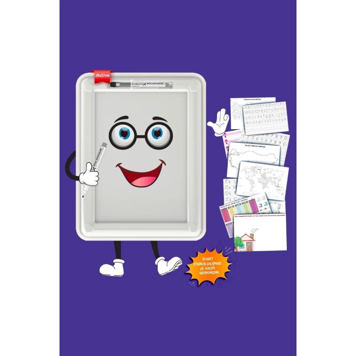 İpek Yıldızı 32 Farklı Etkinlikli Kalem ve Silgi Hediyeli Eğitici Sihirli Etkinlik Tahtası