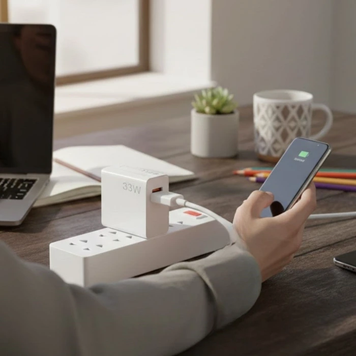İpek Yıldızı® 33W Hızlı Şarj Adaptörü – Type-C Kablolu, USB Çıkışlı, Akıllı Şarj Destekli Duvar Tipi Şarj Cihazı