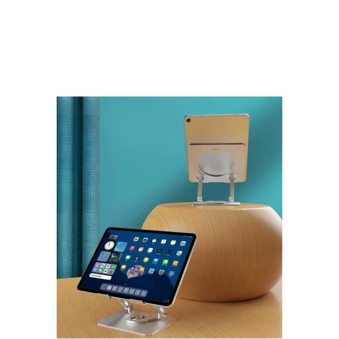 İpek Yıldızı® 360 Derece Dönebilen Yükseltilmiş Masaüstü Ayarlanabilir  Metal Tablet Standı