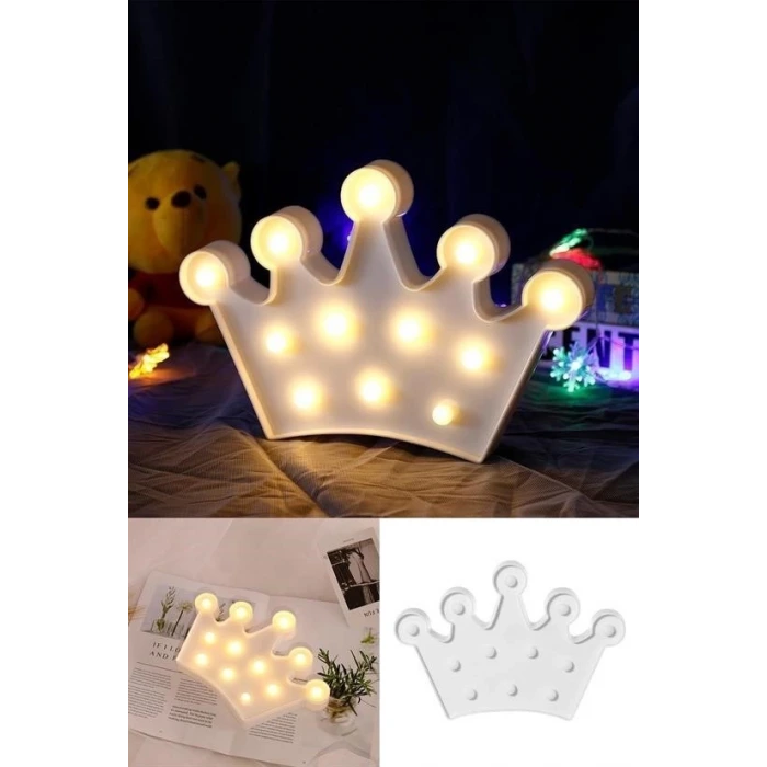 İpek Yıldızı® 3D Dekoratif Pilli Kraliçe Tacı Model Led Masa ve Gece Lambası