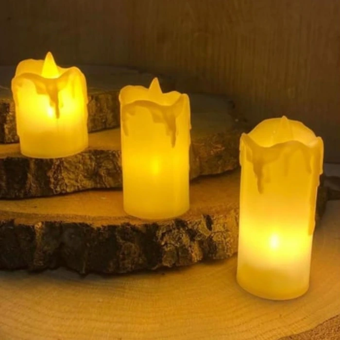 İpek Yıldızı® 3’lü Pilli Dekoratif LED Mum Işıkları – Gerçek Alev Efektli