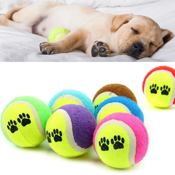 İpek Yıldızı®  3lü Renkli Desenli Tenis Topu Kedi Köpek Oyuncağı