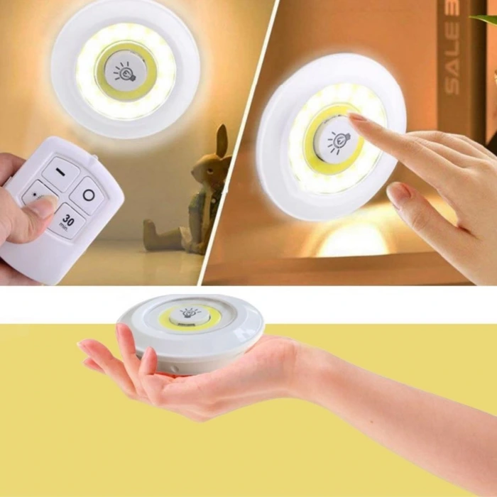 İpek Yıldızı® 3lü Uzaktan Kumandalı Pilli Yapışkanlı Kablosuz Led Spot Lambalar