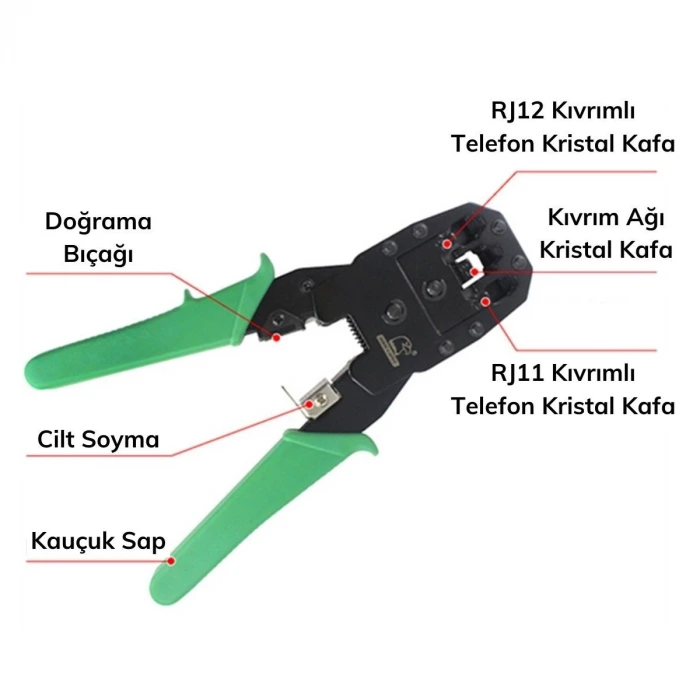 İpek Yıldızı® 3ü 1 Arada Modüler Kablo Sıkma,Soyma ve Kesme Pensesi