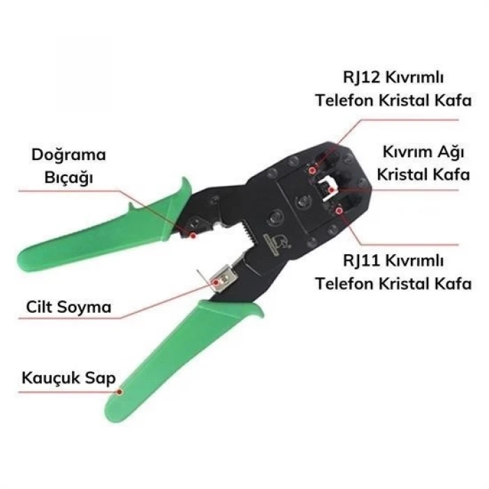 İpek Yıldızı® 3ü 1 Arada Modüler Kablo Sıkma,Soyma ve Kesme Pensesi