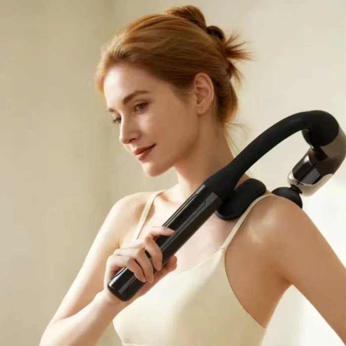 İpek Yıldızı® 4 Farklı Başlıklı Uzun Saplı Derin Doku Masaj Tabancası, Boyun, Omuz ve Sırt için Ergonomik Saplı Çoklu Masaj Modlu Taşınabilir Masaj Al