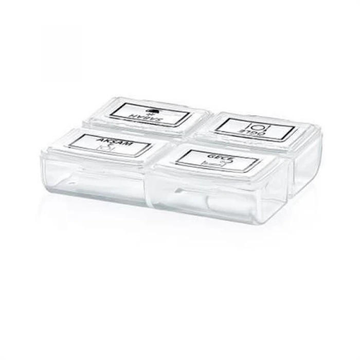 İpek Yıldızı® 4 Öğün Günlük Hap İlaç Saklama Taşıma Kutusu İlaç Hatırlatıcı