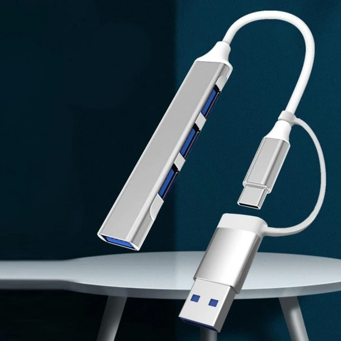 İpek Yıldızı® 4 Portlu Bağlantı İstasyonu Ultra İnce USB Bölücü TYPE-C tipi Çoklu Arayüz Adaptörü Multi Usb Çoklayıcı