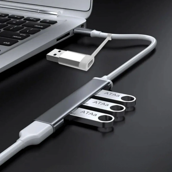 İpek Yıldızı® 4 Portlu Bağlantı İstasyonu Ultra İnce USB Bölücü TYPE-C tipi Çoklu Arayüz Adaptörü Multi Usb Çoklayıcı