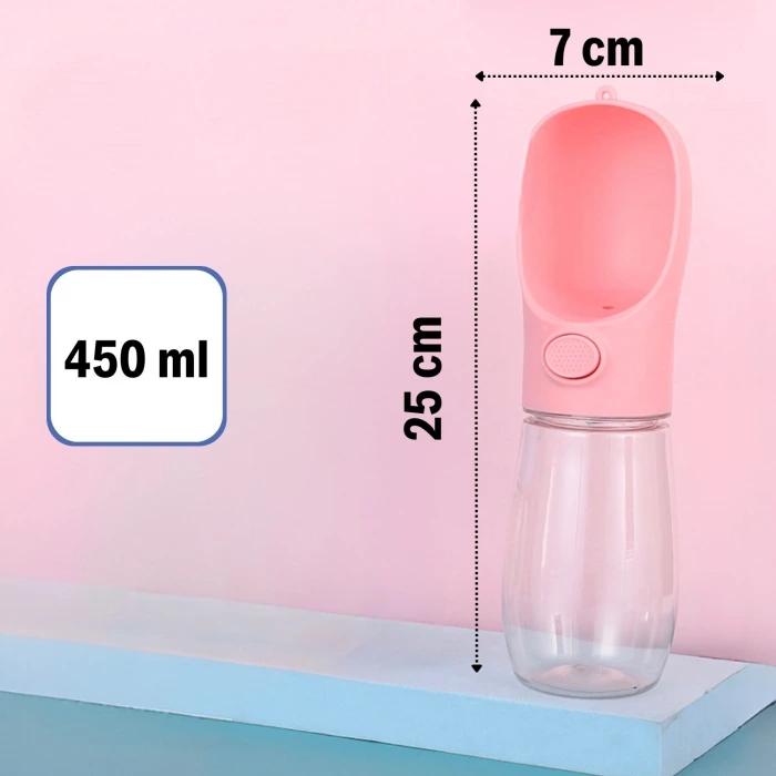 İpek Yıldızı® 450 ml Taşınabilir Butonlu Evcil Hayvan Suluğu
