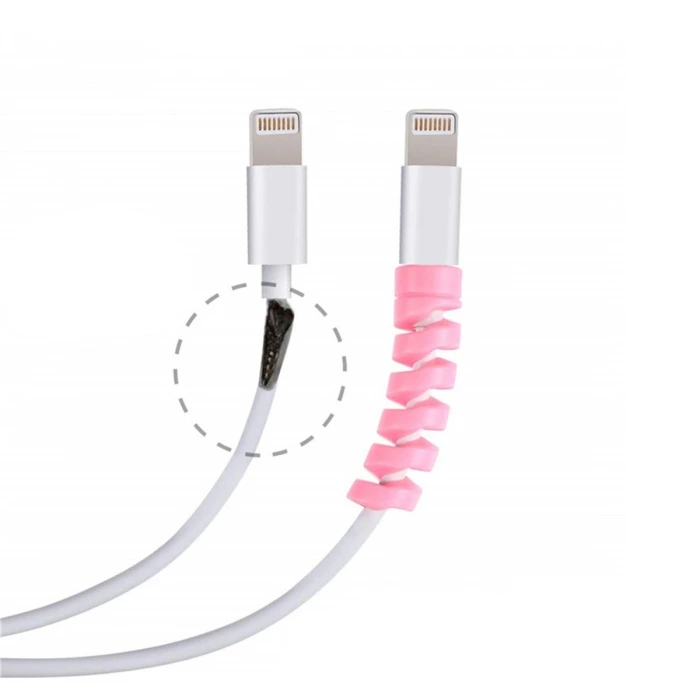 İpek Yıldızı® 4lü Apple, Android Şaj Kablosu Koruyucu Silikon Spiral Yay Aparat