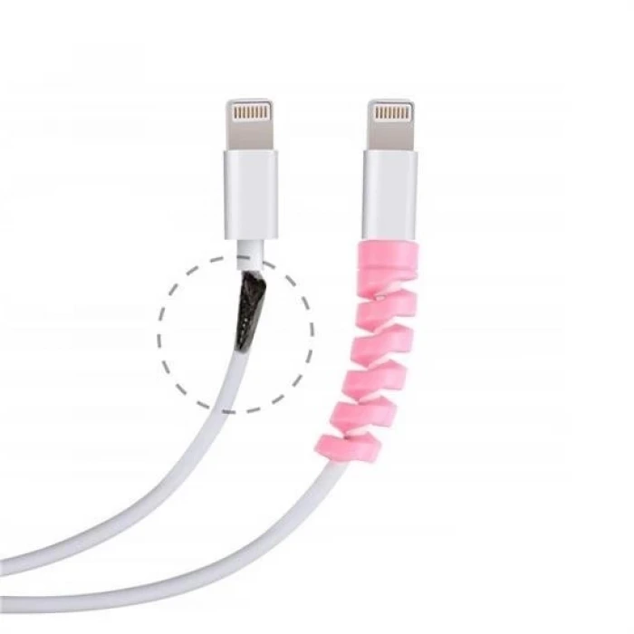 İpek Yıldızı® 4lü Apple, Android Şaj Kablosu Koruyucu Silikon Spiral Yay Aparat