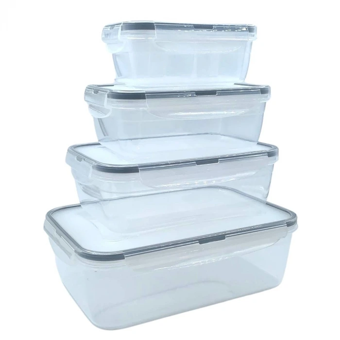 İpek Yıldızı® 4lü İç İçe Sızdırmaz Contalı Kilitli Kapaklı Plastik Erzak Saklama Kapları LC315