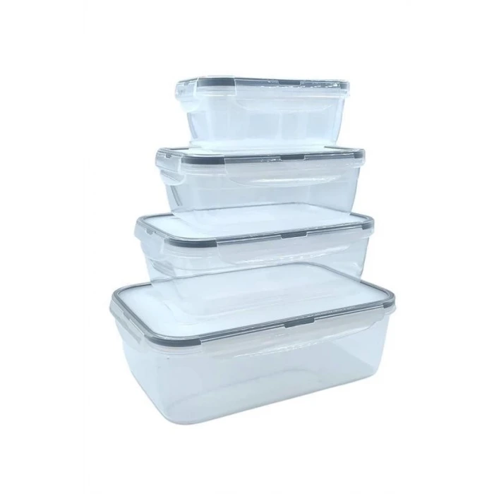 İpek Yıldızı® 4lü İç İçe Sızdırmaz Contalı Kilitli Kapaklı Plastik Erzak Saklama Kapları LC315