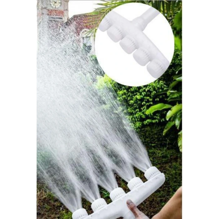 İpek Yıldızı® 5 Kafalı Peyzaj Bahçe Tarla Çim Sulama Başlığı Yüksek Basınçlı Su Püskürtücü Hortum Aparatı