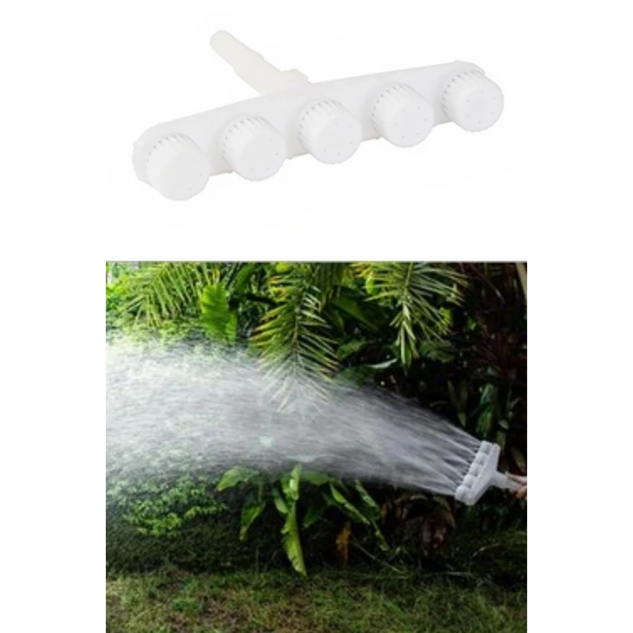 İpek Yıldızı® 5 Kafalı Peyzaj Bahçe Tarla Çim Sulama Başlığı Yüksek Basınçlı Su Püskürtücü Hortum Aparatı