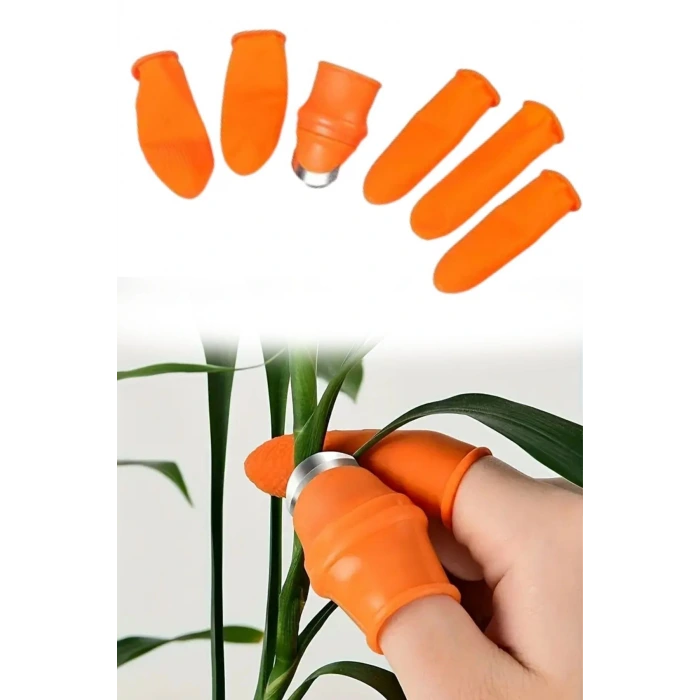 İpek Yıldızı® 5 Parça Pratik Parmak Koruyucu 1 Parça Baş Parmak Bıçaklı Eldiven Sebze Meyve Soyucu Kesme Ayıklayıcı Silikon Set
