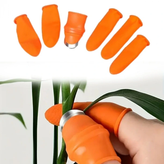 İpek Yıldızı® 5 Parça Pratik Parmak Koruyucu 1 Parça Baş Parmak Bıçaklı Eldiven Sebze Meyve Soyucu Kesme Ayıklayıcı Silikon Set