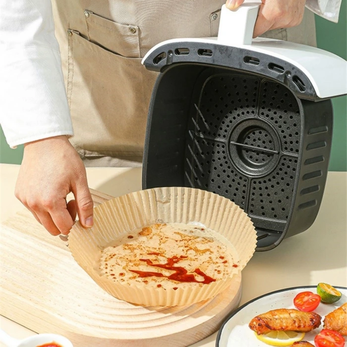 İpek Yıldızı® 50 Adet Air Fryer Pişirme Kağıdı Tek Kullanımlık 23 Cm Yuvarlak Pişirme Kağıdı XXL PVC li