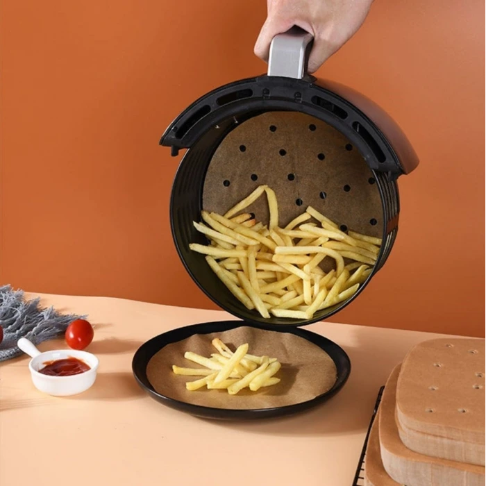 İpek Yıldızı® 50 Adet Air Fryer Pişirme Kağıdı Tek Kullanımlık Gıda Pişirme Kağıdı Delikli Yuvarlak Model
