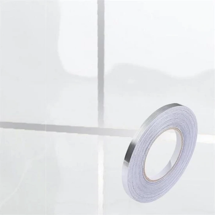 İpek Yıldızı® 50 Metre Fayans Arası Şerit Dekoratif Yapışkan Renkli Dekor Su Geçirmez Sızdırmaz Gümüş Bant