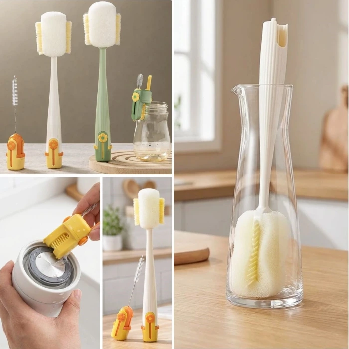 İpek Yıldızı® 5’i 1 Arada Çok Amaçlı Şişe Temizleme Fırçası – Sürahi, Kavanoz, Pipet, Kapak, Emzik ve Biberon Temizlik Seti