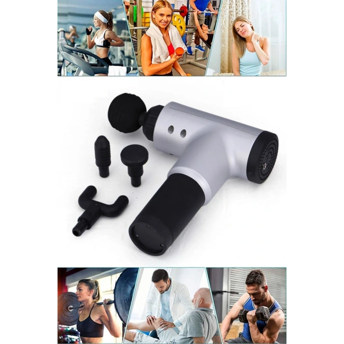 İpek Yıldızı® 6 Farklı Seviyeli Titreşimli 4 Farklı Başlıklı Büyük Boy Masaj Tabancası