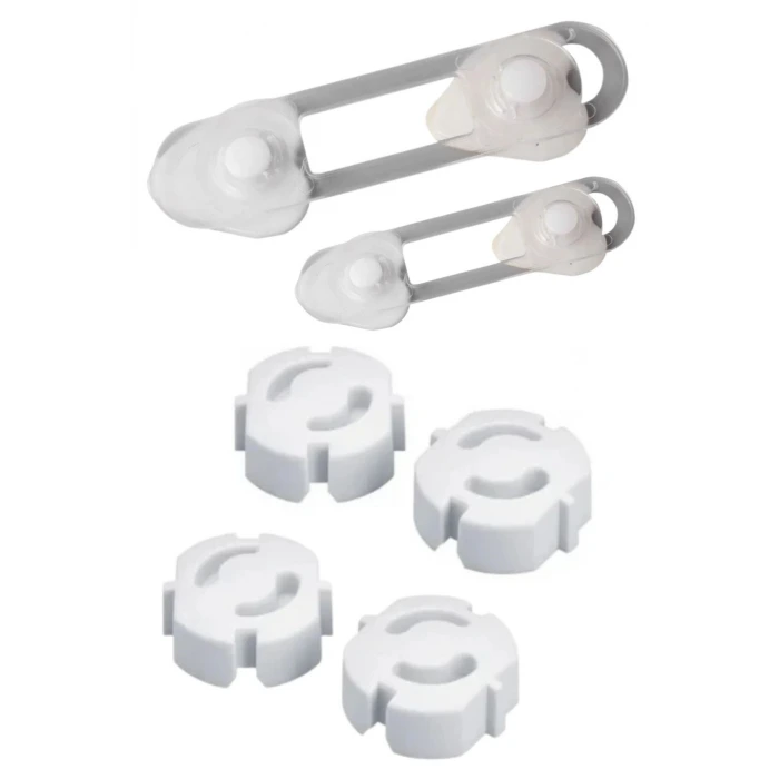 İpek Yıldızı® 6 Parça Çocuk Güvenlik 3lü Seti-2 Boy Çekmece,Dolap Kilidi ve 4 Adet Priz İçi Güvenlik Düğmesi