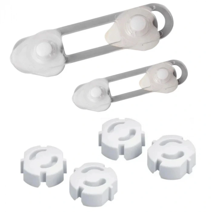 İpek Yıldızı® 6 Parça Çocuk Güvenlik 3lü Seti-2 Boy Çekmece,Dolap Kilidi ve 4 Adet Priz İçi Güvenlik Düğmesi