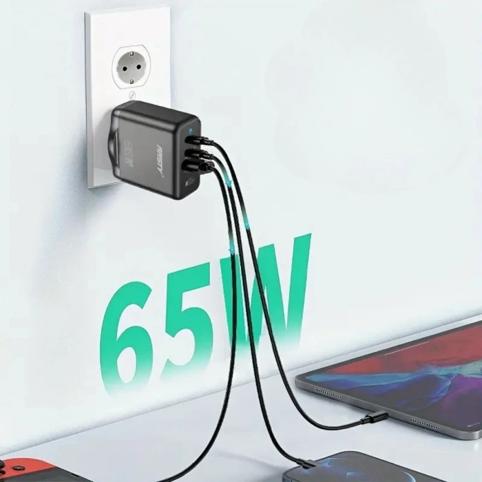 İpek Yıldızı® 65W Hızlı Şarj Edebilen TYPE C uçlu Şarj Aleti