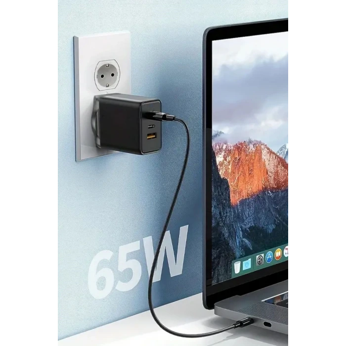 İpek Yıldızı® 65W Hızlı Şarj Edebilen TYPE C uçlu Şarj Aleti