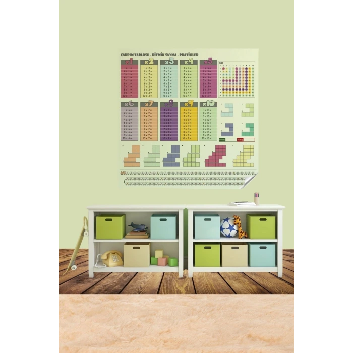 İpek Yıldızı® 70x70cm Statik İz Bırakmaz Kağıt Renkli Çarpım Tablosu