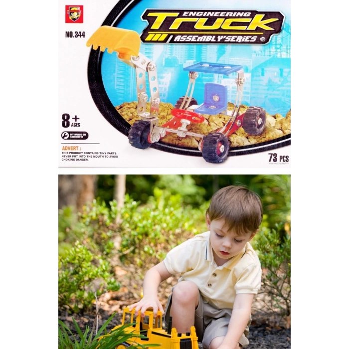 İpek Yıldızı® 73 Parça Metal Lego Kepçe Eğlenceli Lego Seti ve Yapım Kutusu